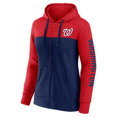 Red/Navy Washington Nationals Fanatics Women's City Ties Hoodie Full-Zip Sweatshirt