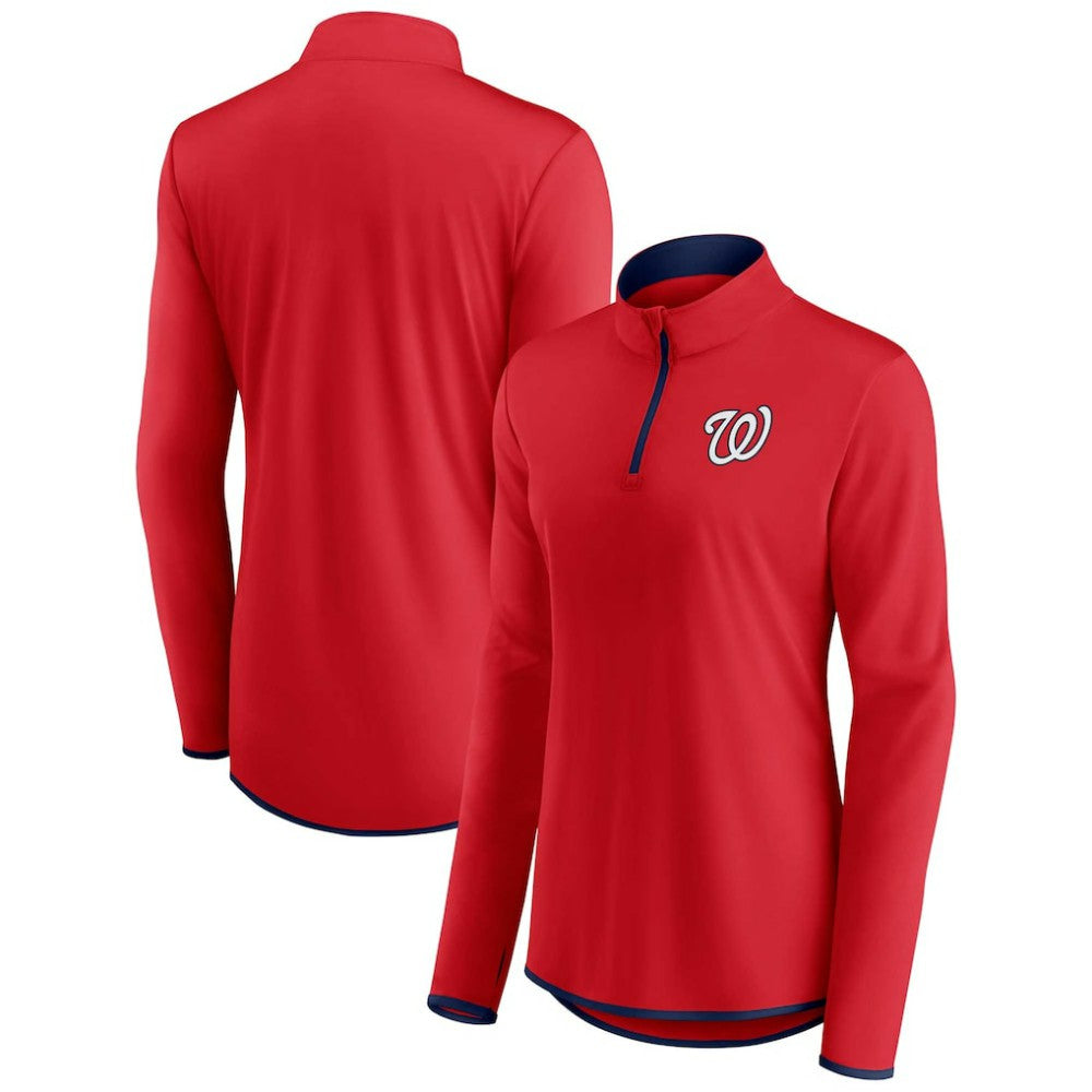 Red Washington Nationals Fanatics Women's Corner Quarter-Zip Top