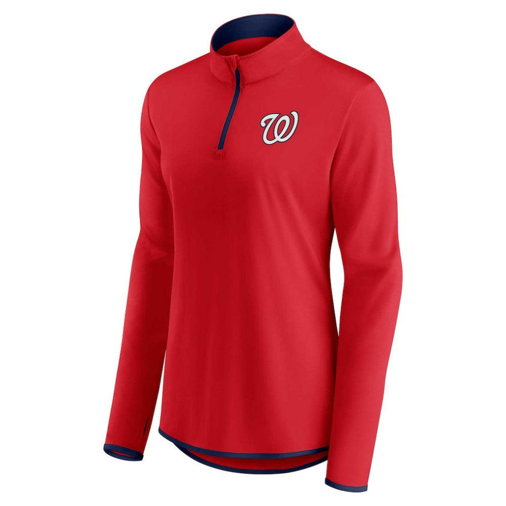 Red Washington Nationals Fanatics Women's Corner Quarter-Zip Top