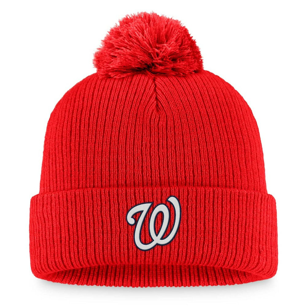Red Washington Nationals Fanatics Women's Run The Bases Long Sleeve T-Shirt & Cuffed Knit Hat with Pom Combo Set