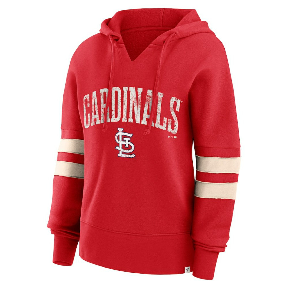 Red St. Louis Cardinals Fanatics Women's Bold Move Notch Neck High Hip Hoodie
