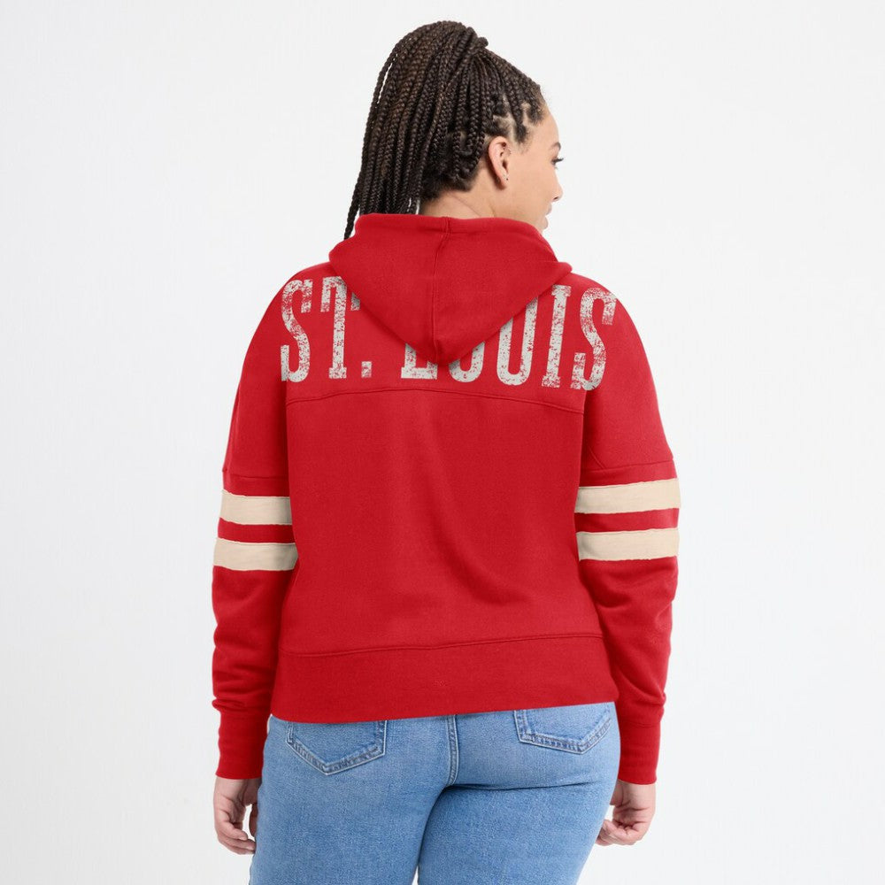 Red St. Louis Cardinals Fanatics Women's Bold Move Notch Neck High Hip Hoodie