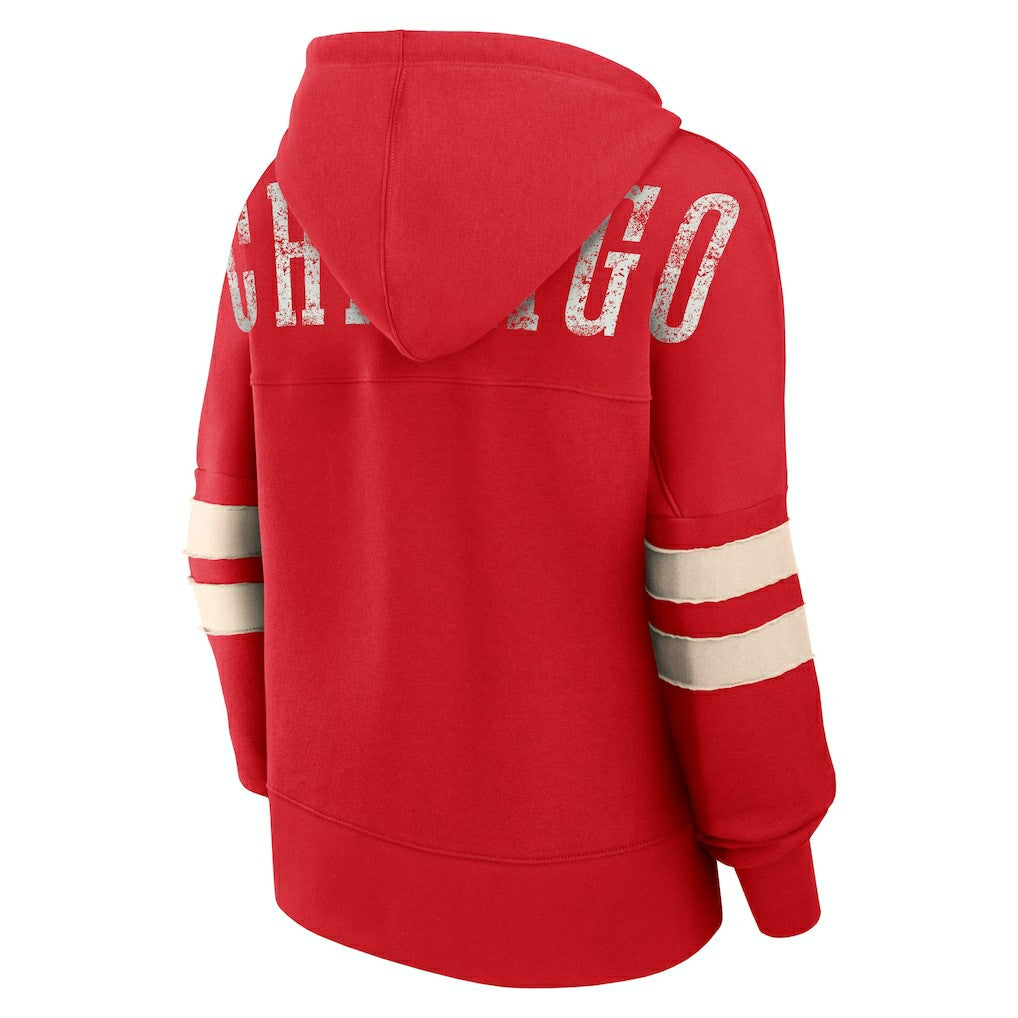 Fanatics Chicago Bulls Women's Bold Move Dolman V-Neck High Hip Hoodie
