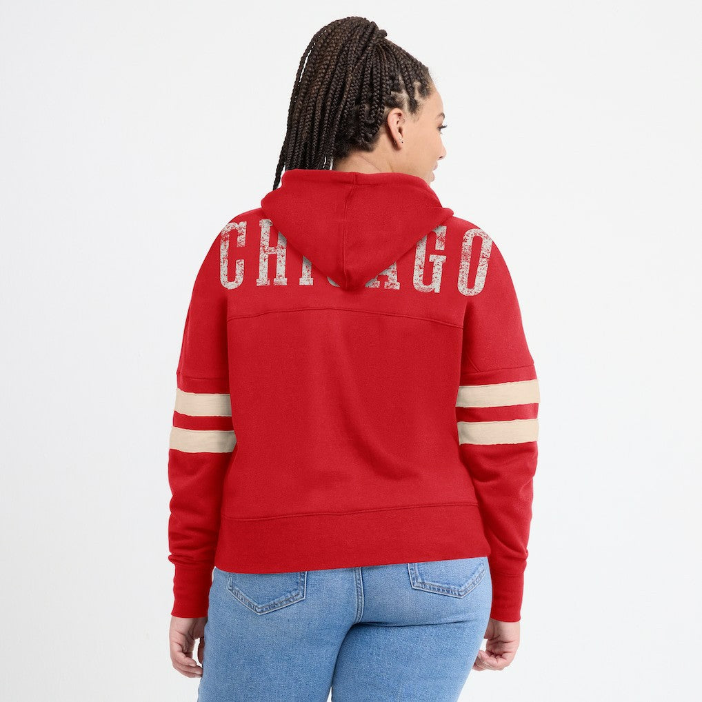 Fanatics Chicago Bulls Women's Bold Move Dolman V-Neck High Hip Hoodie