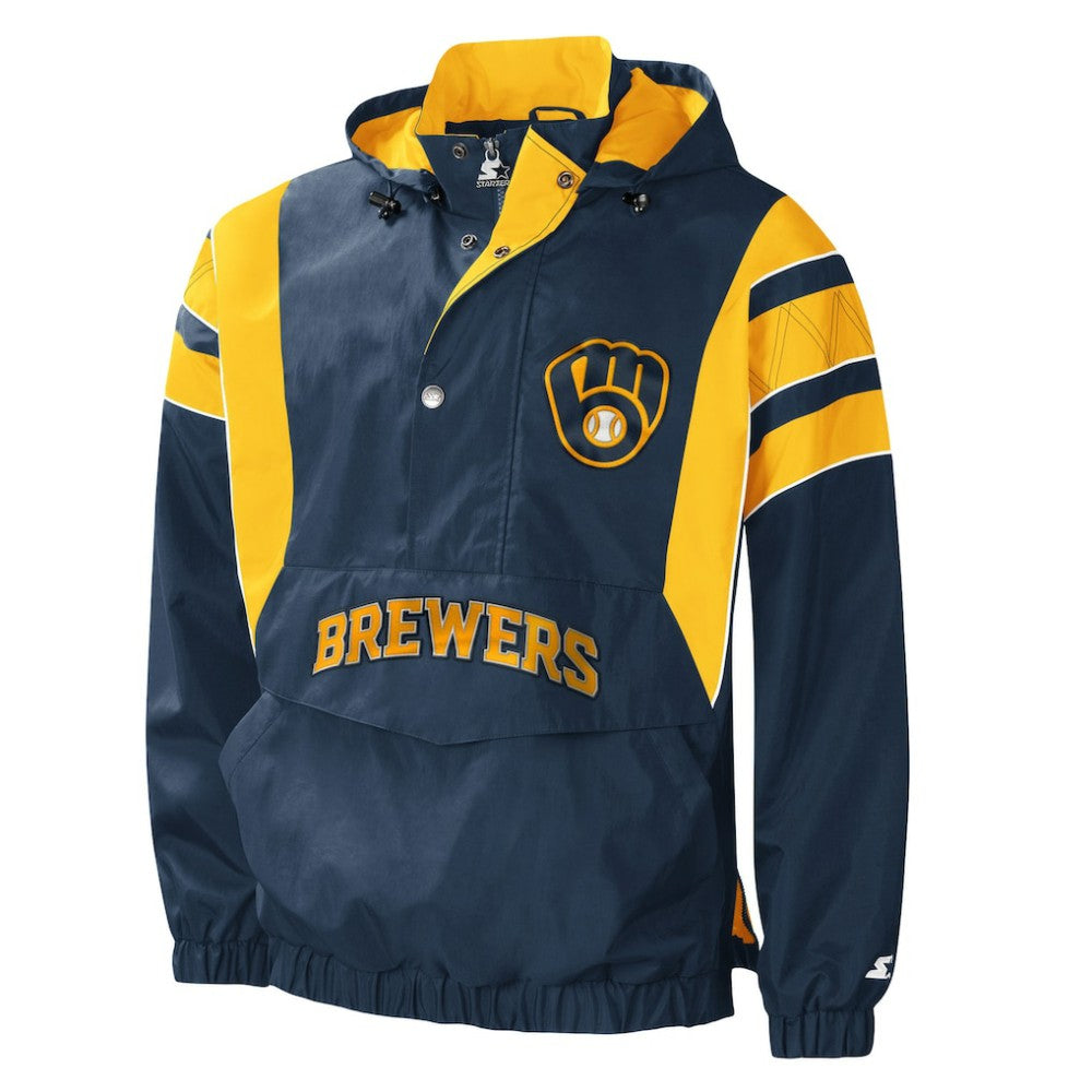 Navy Milwaukee Brewers Starter Impact Hoodie Half-Zip Jacket
