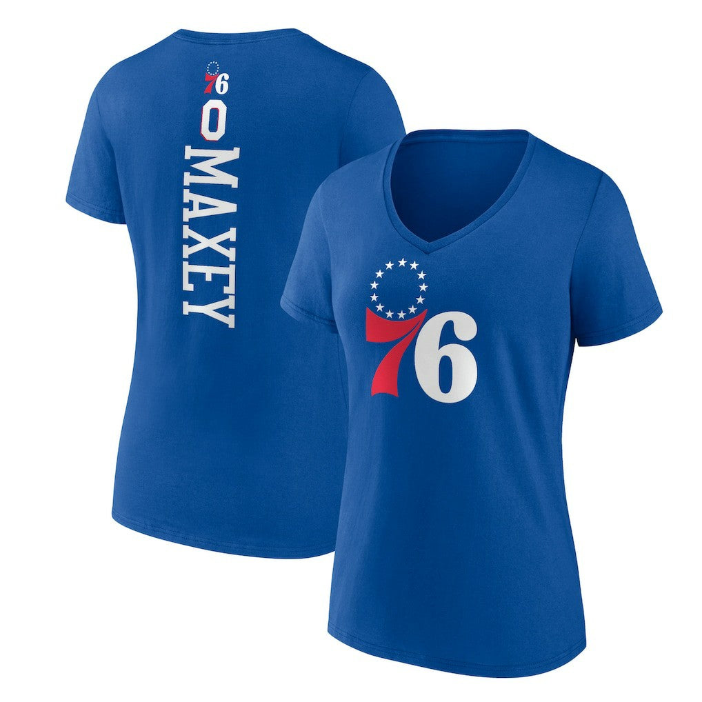 Tyrese Maxey Philadelphia 76ers Women's Playmaker Team Name & Number V-Neck T-Shirt