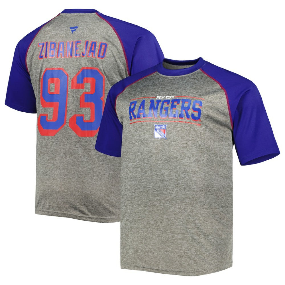 NHL Mika Zibanejad New York Rangers Fanatics Big & Tall Contrast Raglan Name & Number T-Shirt