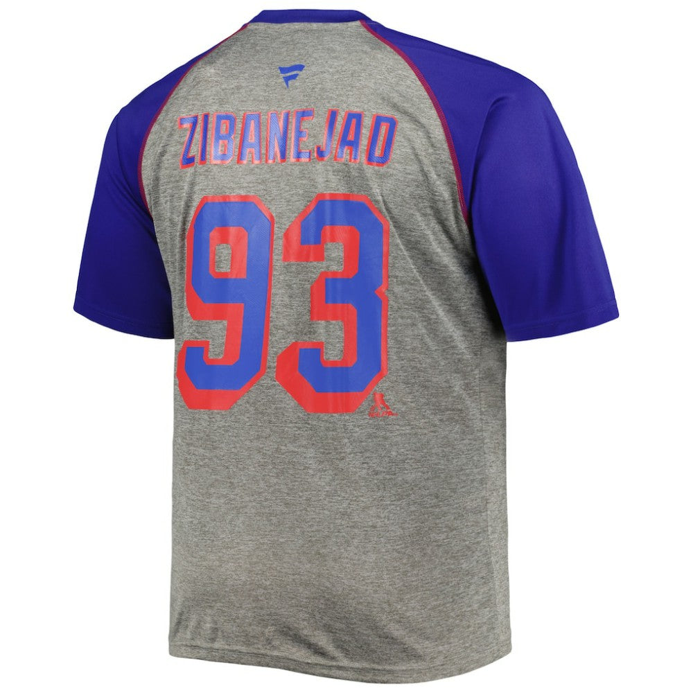 NHL Mika Zibanejad New York Rangers Fanatics Big & Tall Contrast Raglan Name & Number T-Shirt