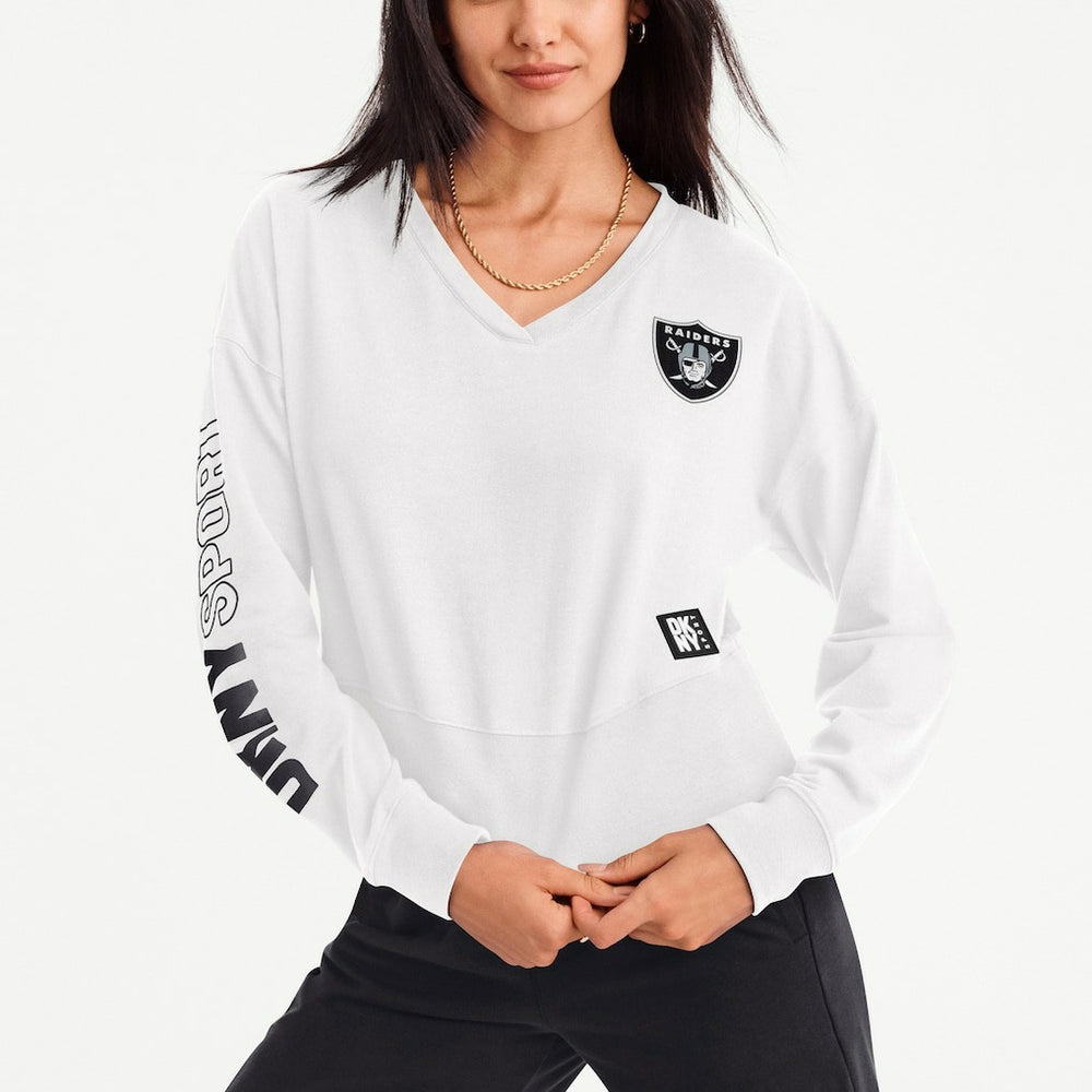 DKNY Sport Women's Lily V-Neck Pullover Sweatshirt - Las Vegas Raiders Pullover