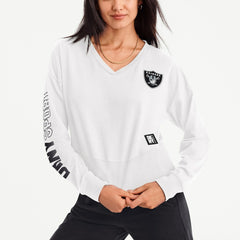 DKNY Sport Women's Lily V-Neck Pullover Sweatshirt - Las Vegas Raiders Pullover