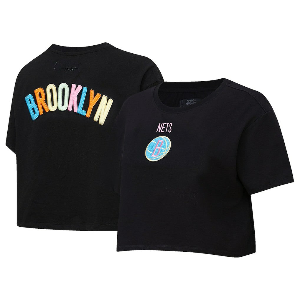 Brooklyn Nets Pro Standard Women's Washed Neon Cropped Boxy T-Shirt