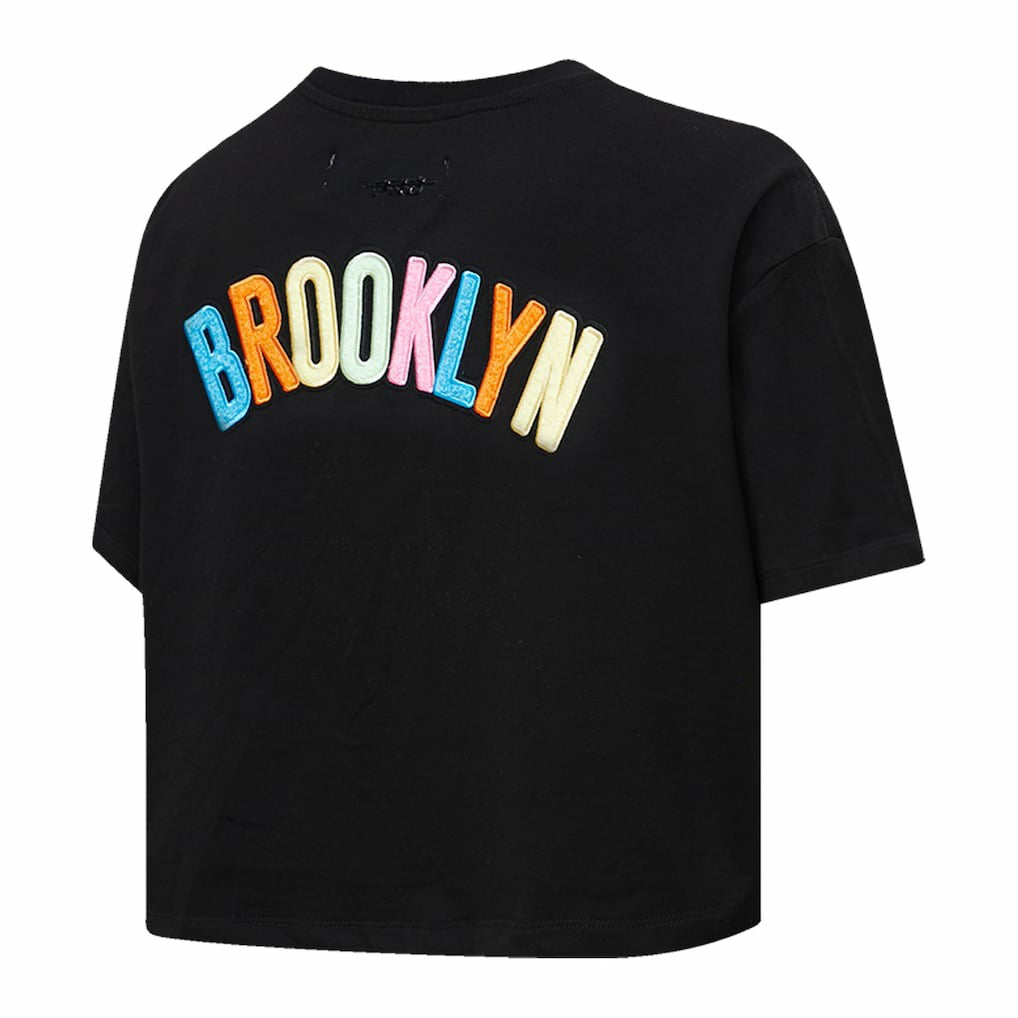 Brooklyn Nets Pro Standard Women's Washed Neon Cropped Boxy T-Shirt