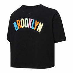 Brooklyn Nets Pro Standard Women's Washed Neon Cropped Boxy T-Shirt