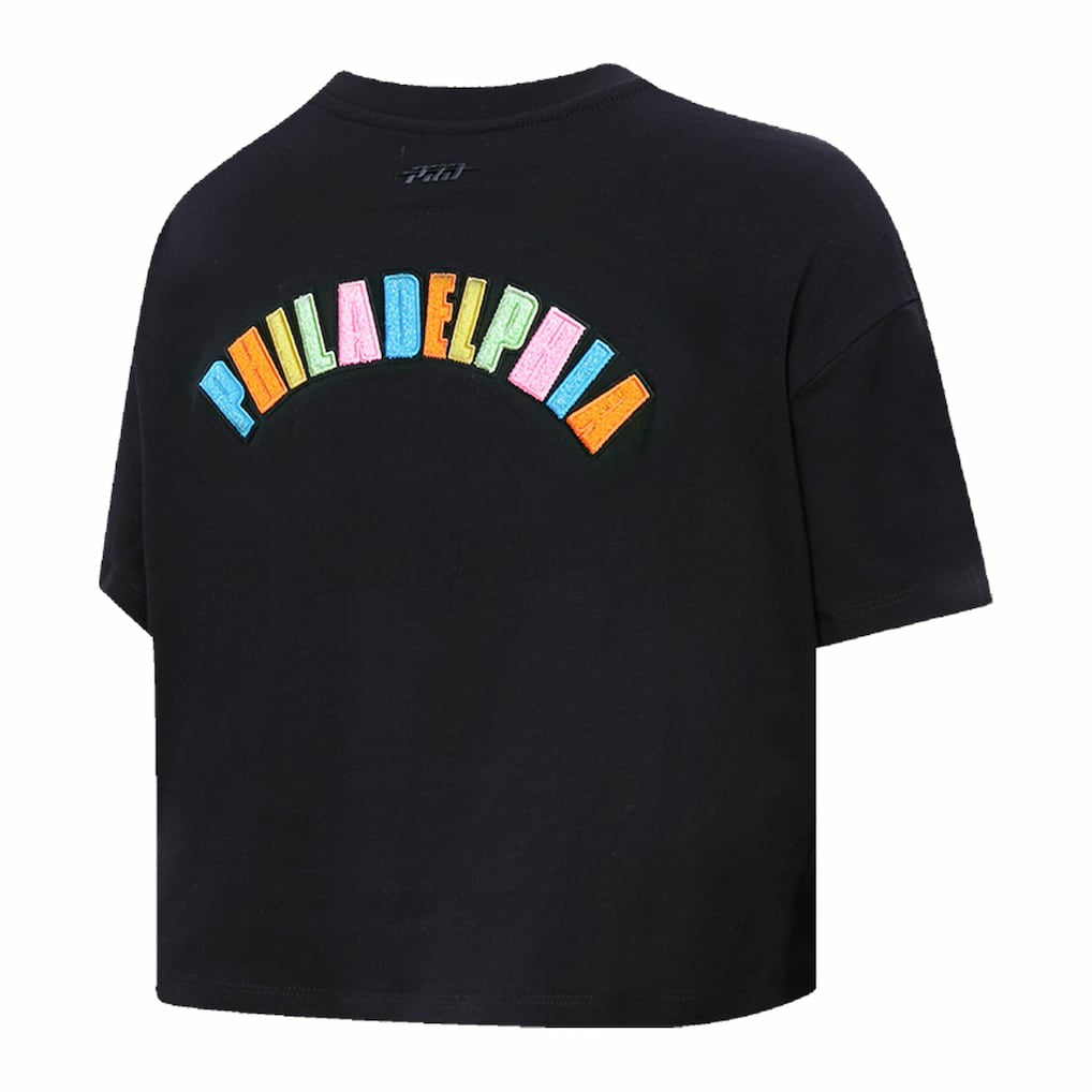 Philadelphia 76ers Pro Standard Women's Washed Neon Cropped Boxy T-Shirt