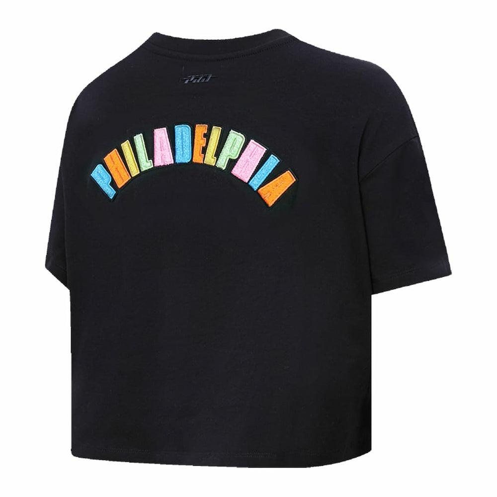 Philadelphia 76ers Pro Standard Women's Washed Neon Cropped Boxy T-Shirt