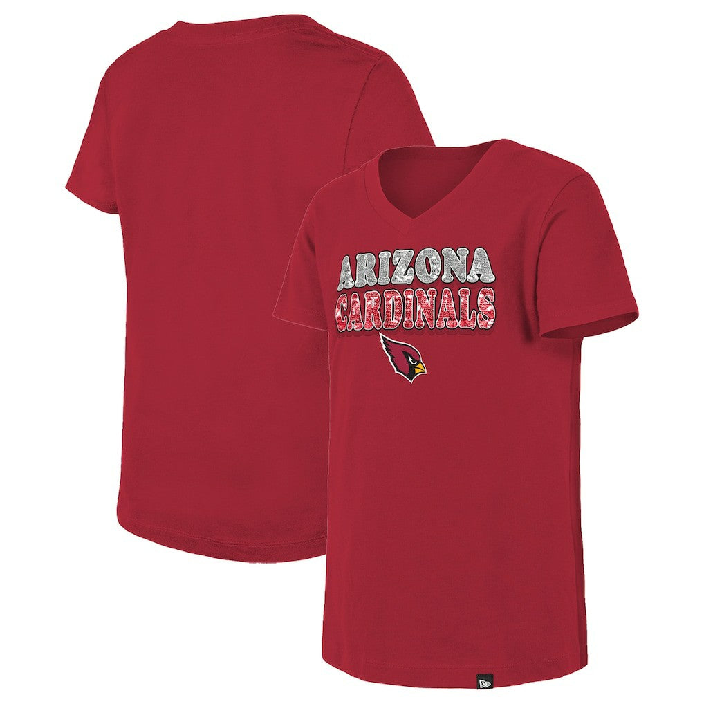 Girls Youth Reverse Sequin V-Neck T-Shirt - Arizona Cardinals T-shirts
