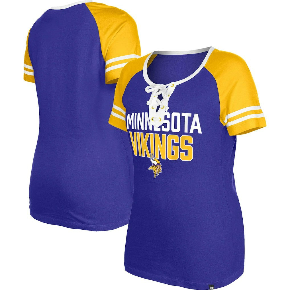 Women's Raglan Lace-Up T-Shirt - Minnesota Vikings T-shirts