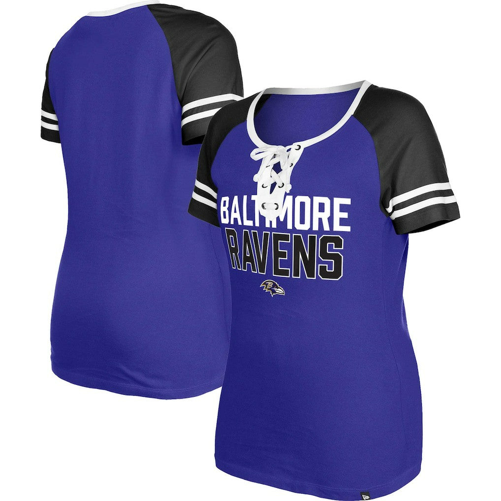 Women's Raglan Lace-Up T-Shirt - Baltimore Ravens T-shirts