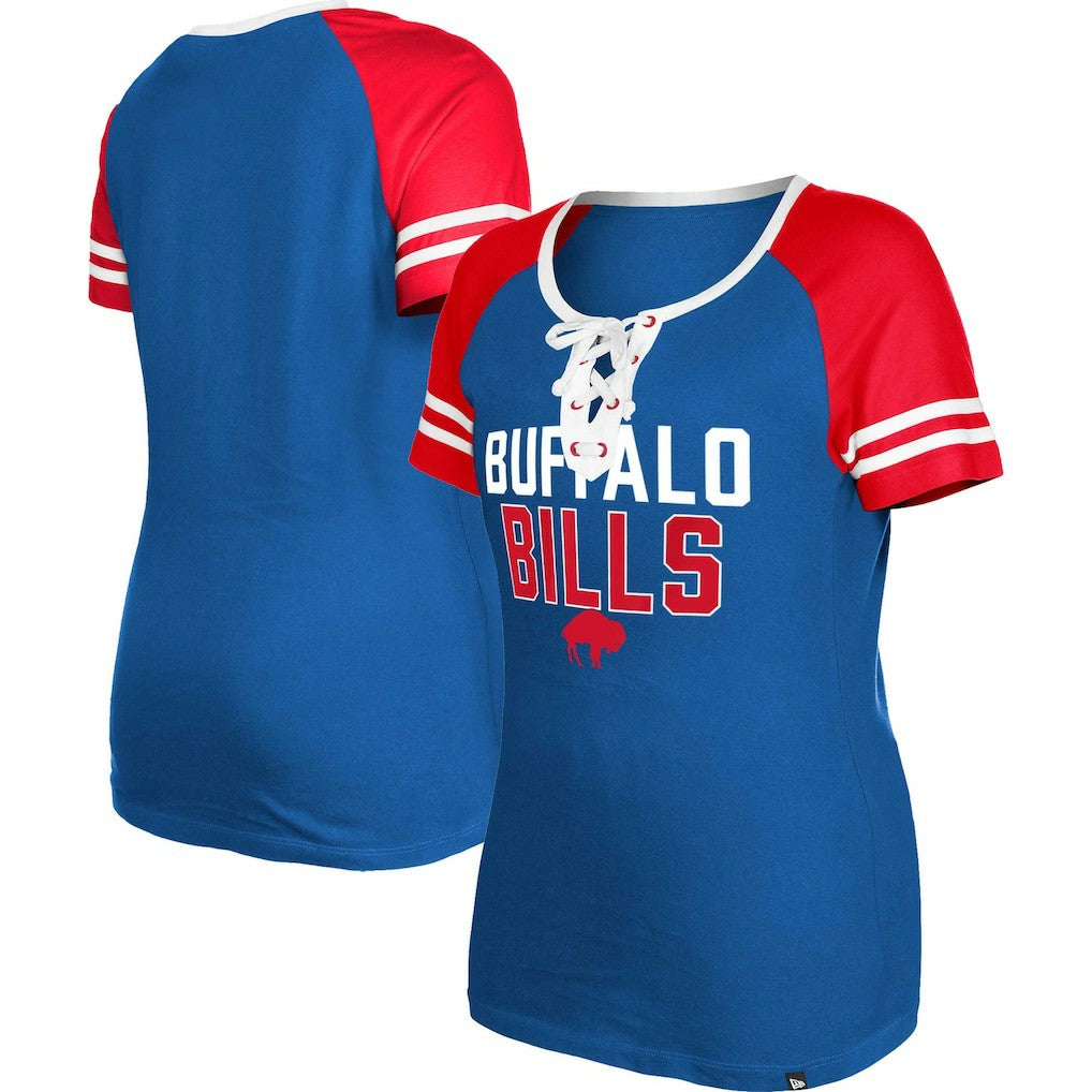Women's Throwback Raglan Lace-Up T-Shirt - Buffalo Bills T-shirts