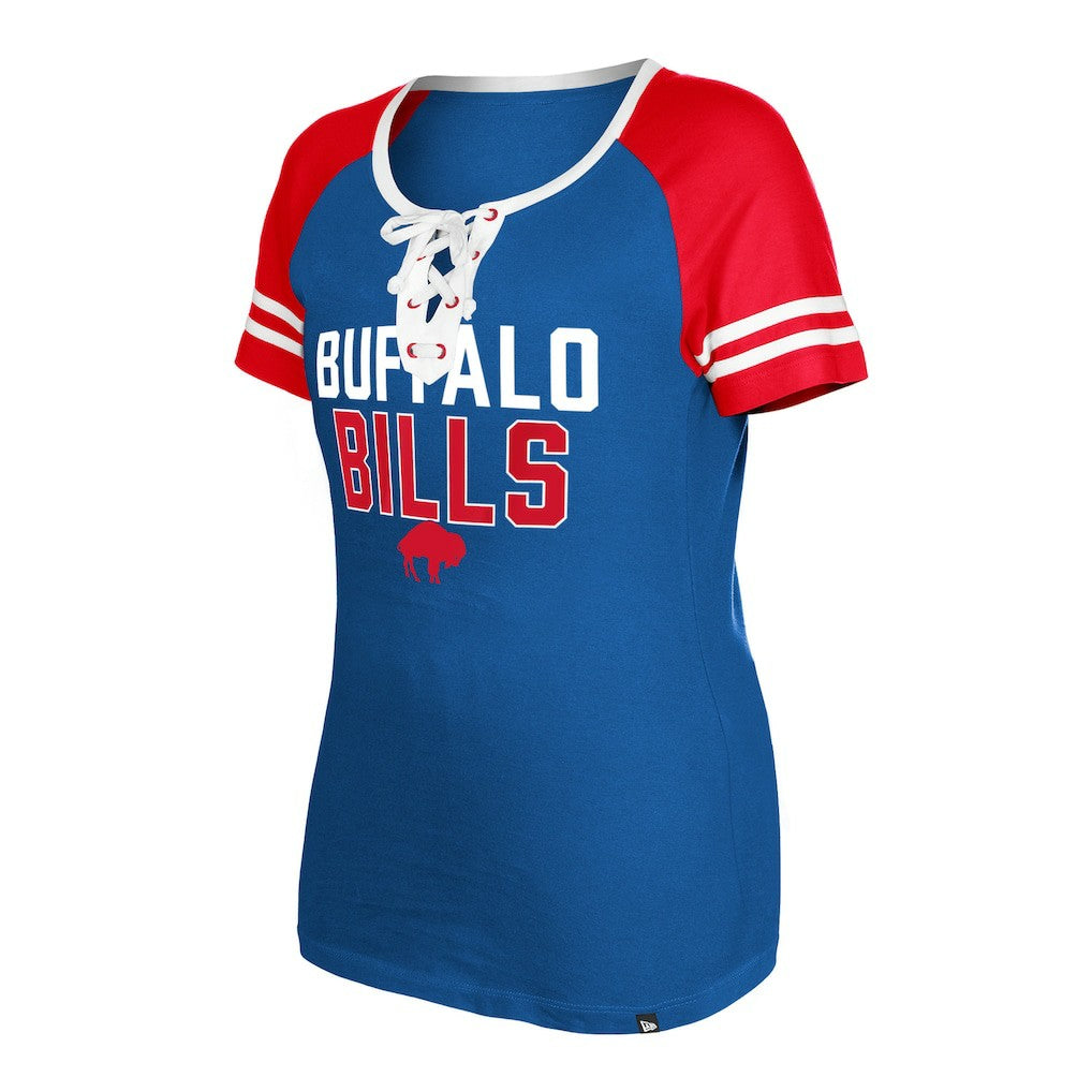 Women's Throwback Raglan Lace-Up T-Shirt - Buffalo Bills T-shirts