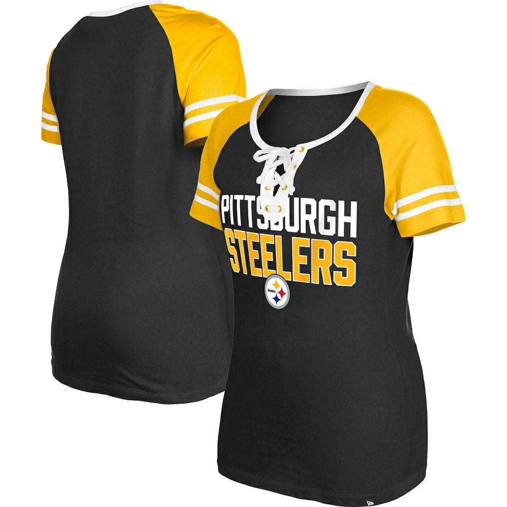 Women's Raglan Lace-Up T-Shirt - Pittsburgh Steelers T-shirts