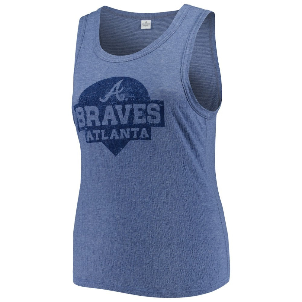 Navy Atlanta Braves Soft as a Grape Women's Plus Size High Neck Tri-Blend Tank Top