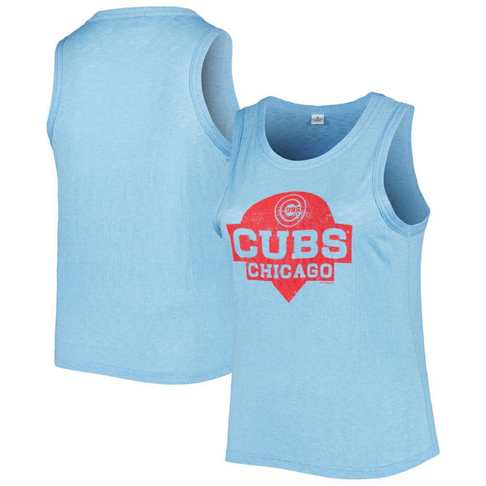 Royal Chicago Cubs Soft as a Grape Women's Plus Size High Neck Tri-Blend Tank Top