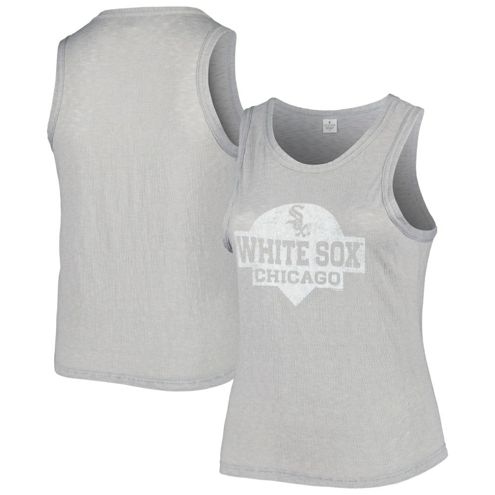 Gray Chicago White Sox Soft as a Grape Women's Plus Size High Neck Tri-Blend Tank Top