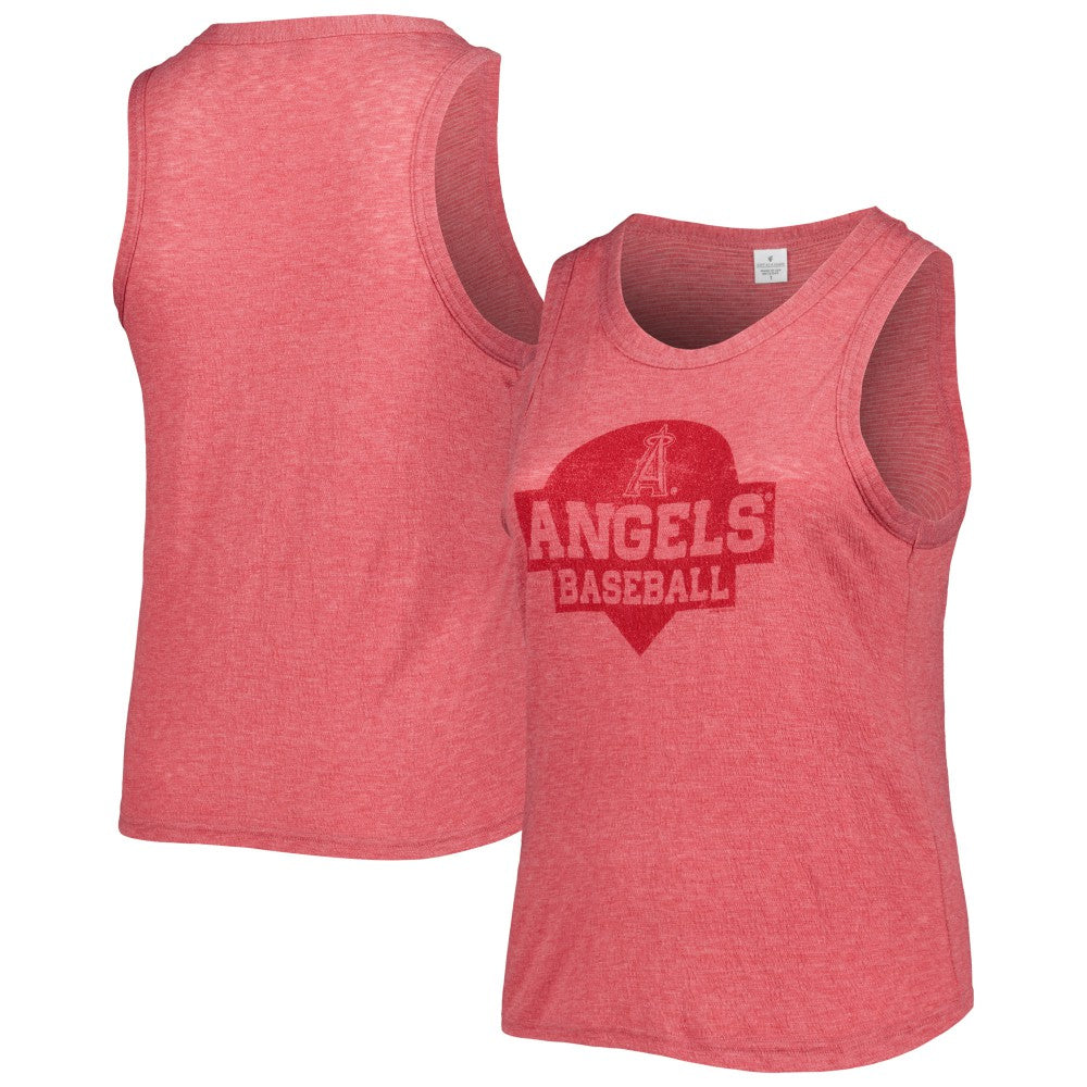 Red Los Angeles Angels Soft as a Grape Women's Plus Size High Neck Tri-Blend Tank Top