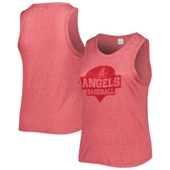 Red Los Angeles Angels Soft as a Grape Women's Plus Size High Neck Tri-Blend Tank Top
