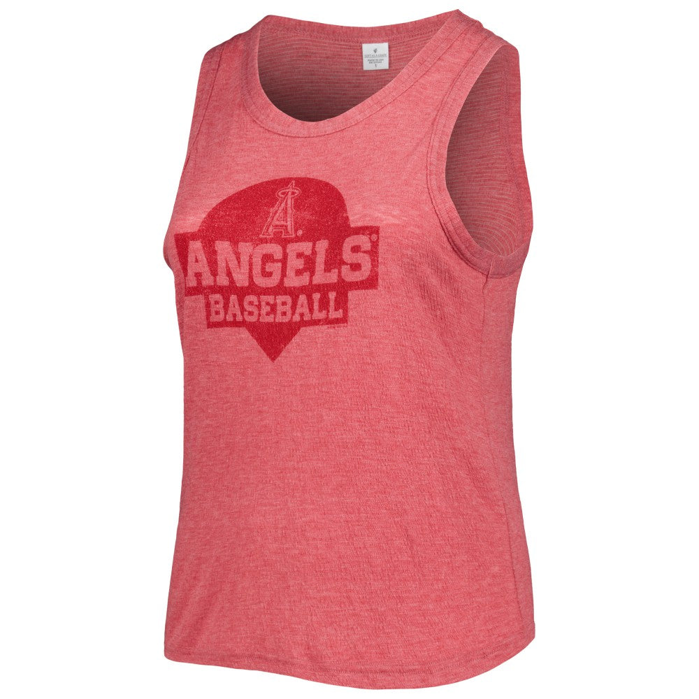 Red Los Angeles Angels Soft as a Grape Women's Plus Size High Neck Tri-Blend Tank Top