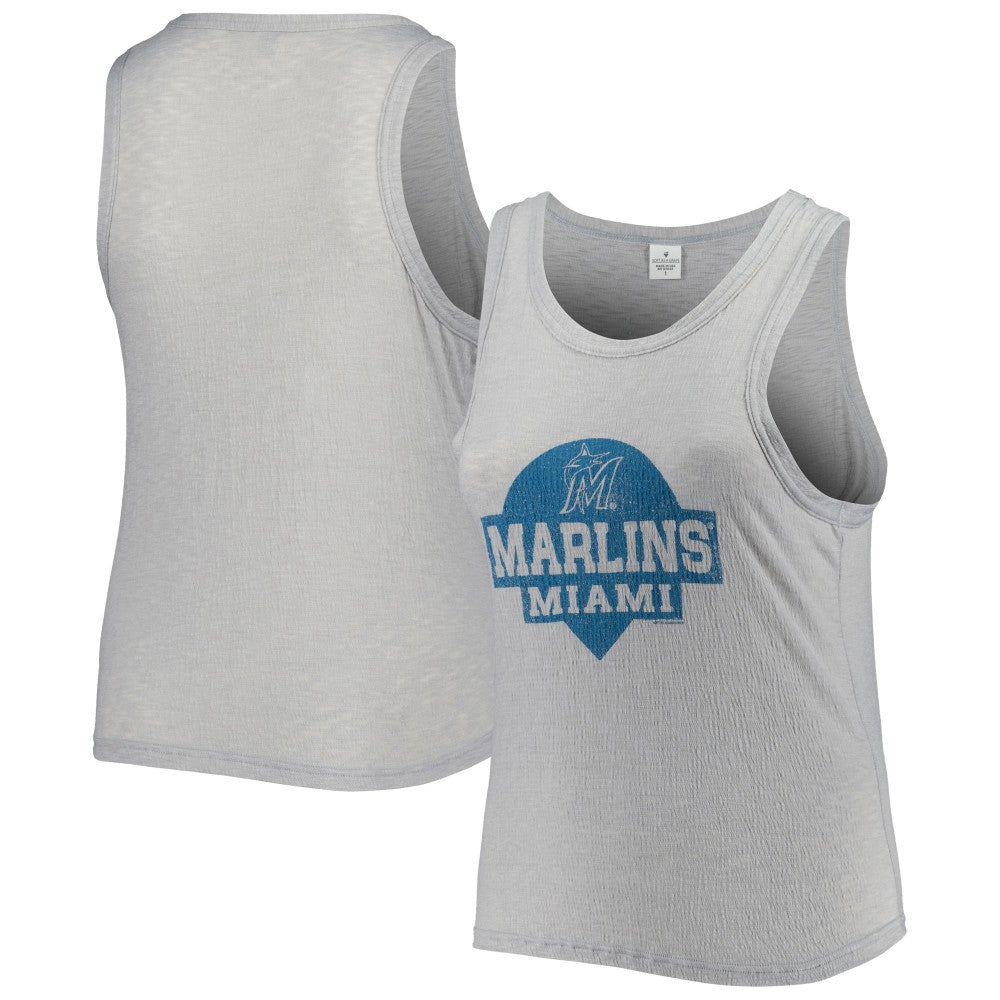Gray Miami Marlins Soft as a Grape Women's Plus Size High Neck Tri-Blend Tank Top