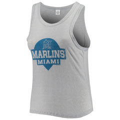 Gray Miami Marlins Soft as a Grape Women's Plus Size High Neck Tri-Blend Tank Top
