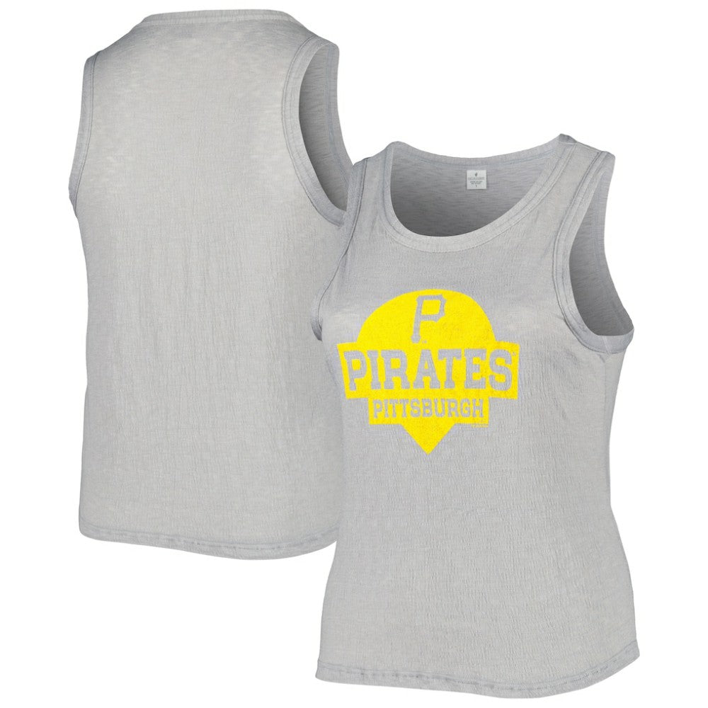 Gray Pittsburgh Pirates Soft as a Grape Women's Plus Size High Neck Tri-Blend Tank Top