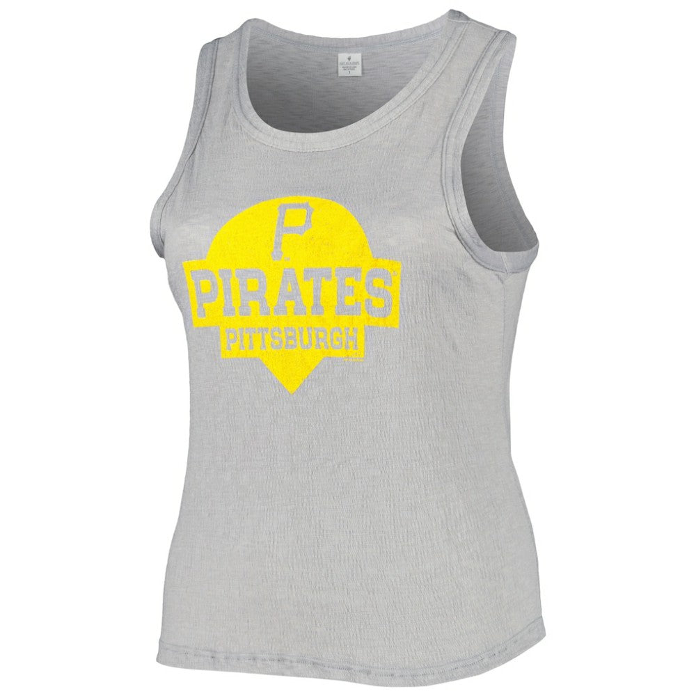 Gray Pittsburgh Pirates Soft as a Grape Women's Plus Size High Neck Tri-Blend Tank Top