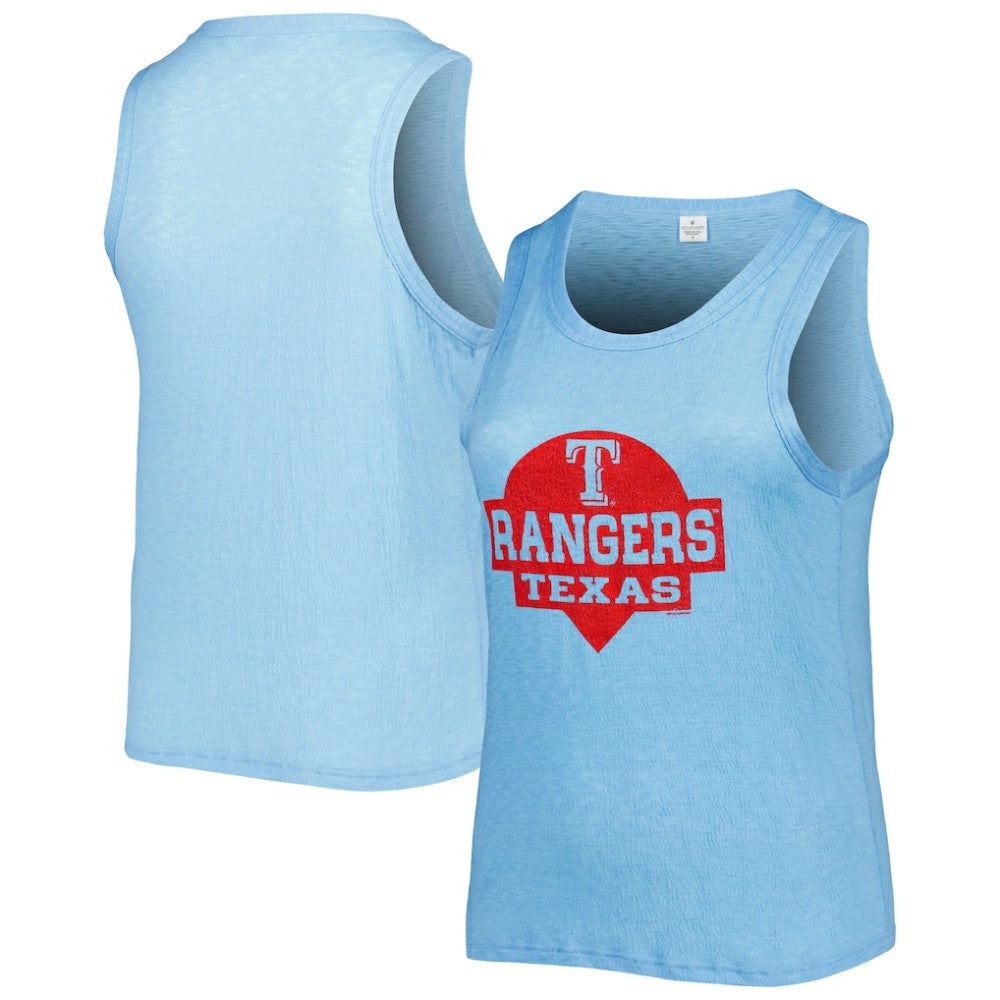 Royal Texas Rangers Soft as a Grape Women's Plus Size High Neck Tri-Blend Tank Top