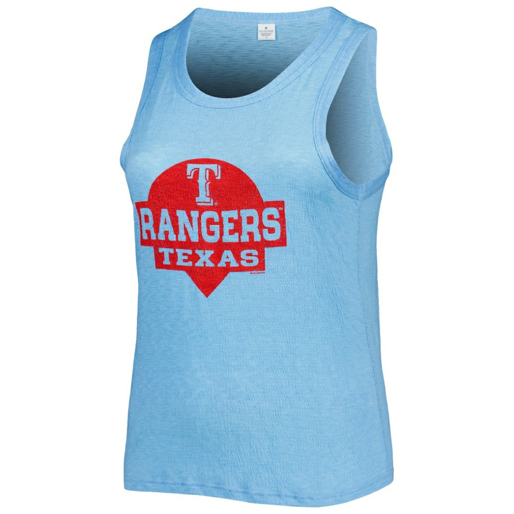 Royal Texas Rangers Soft as a Grape Women's Plus Size High Neck Tri-Blend Tank Top