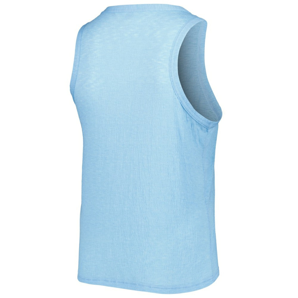 Royal Texas Rangers Soft as a Grape Women's Plus Size High Neck Tri-Blend Tank Top