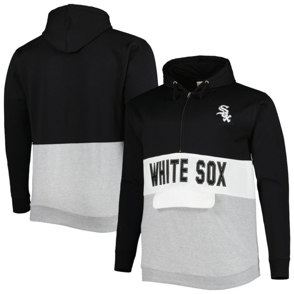 Black/White Chicago White Sox Big & Tall Fleece Half-Zip Hoodie
