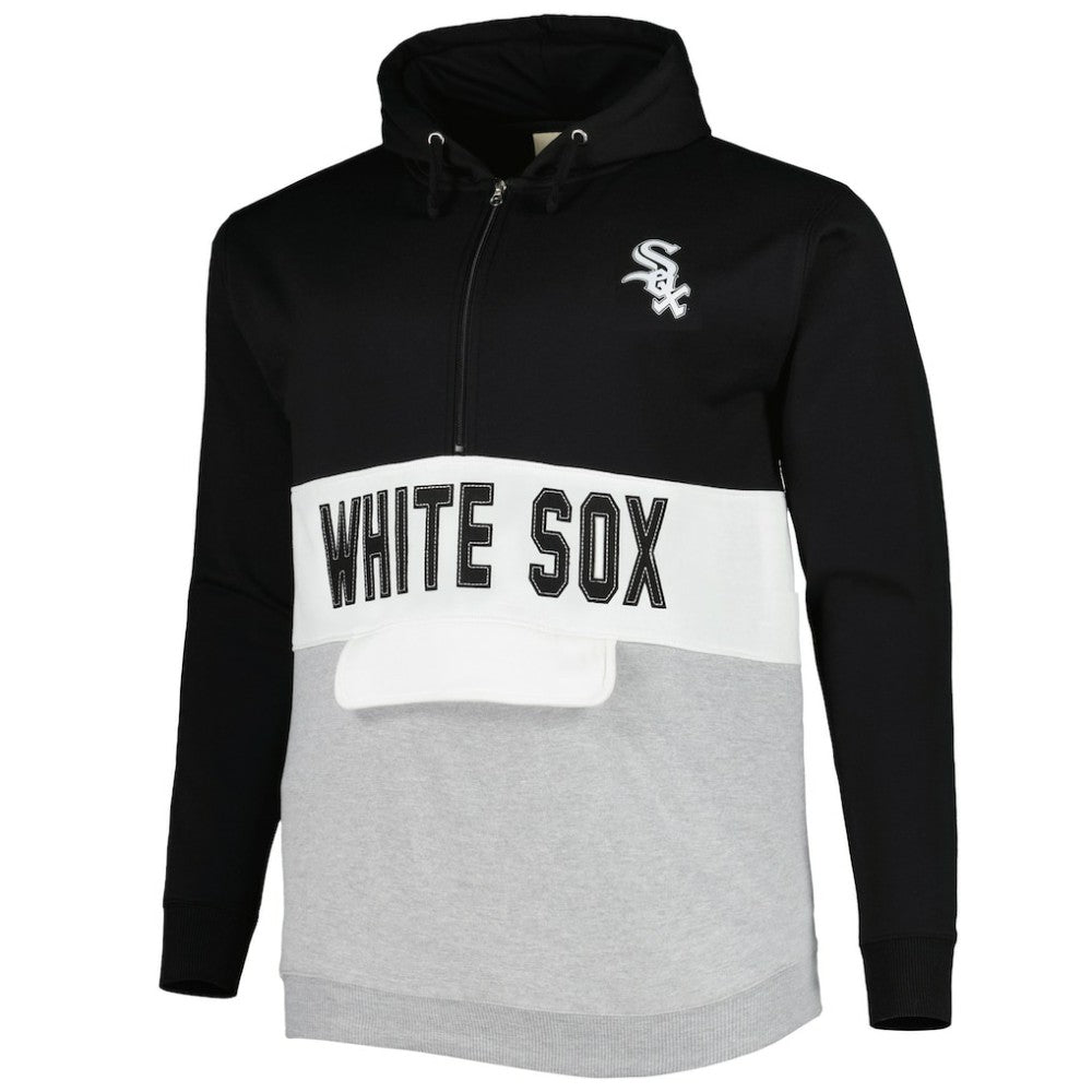 Black/White Chicago White Sox Big & Tall Fleece Half-Zip Hoodie