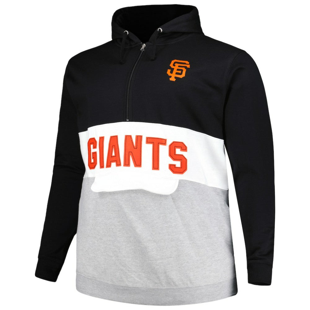Black/White San Francisco Giants Big & Tall Fleece Half-Zip Hoodie