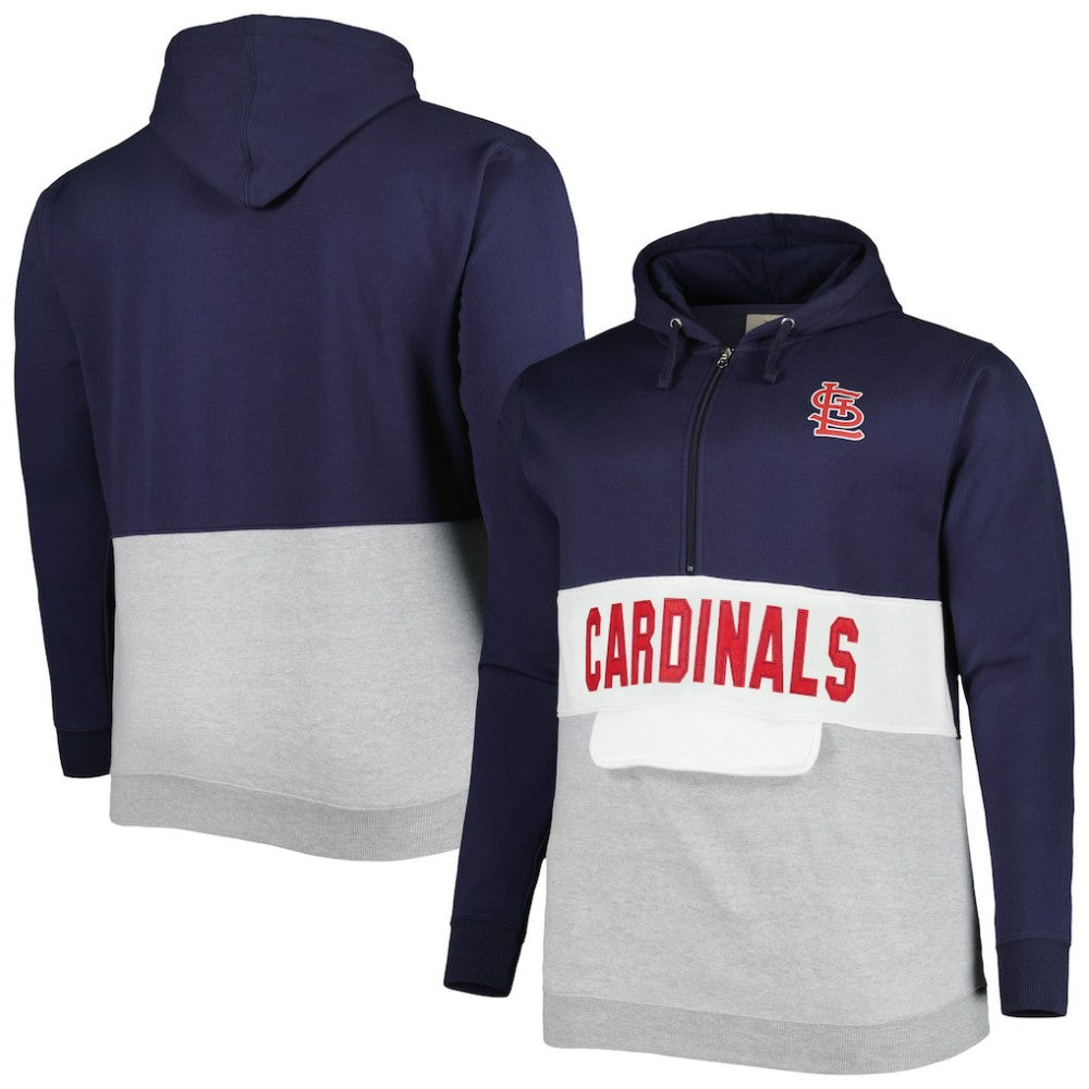 Navy/White St. Louis Cardinals Big & Tall Fleece Half-Zip Hoodie