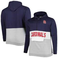Navy/White St. Louis Cardinals Big & Tall Fleece Half-Zip Hoodie