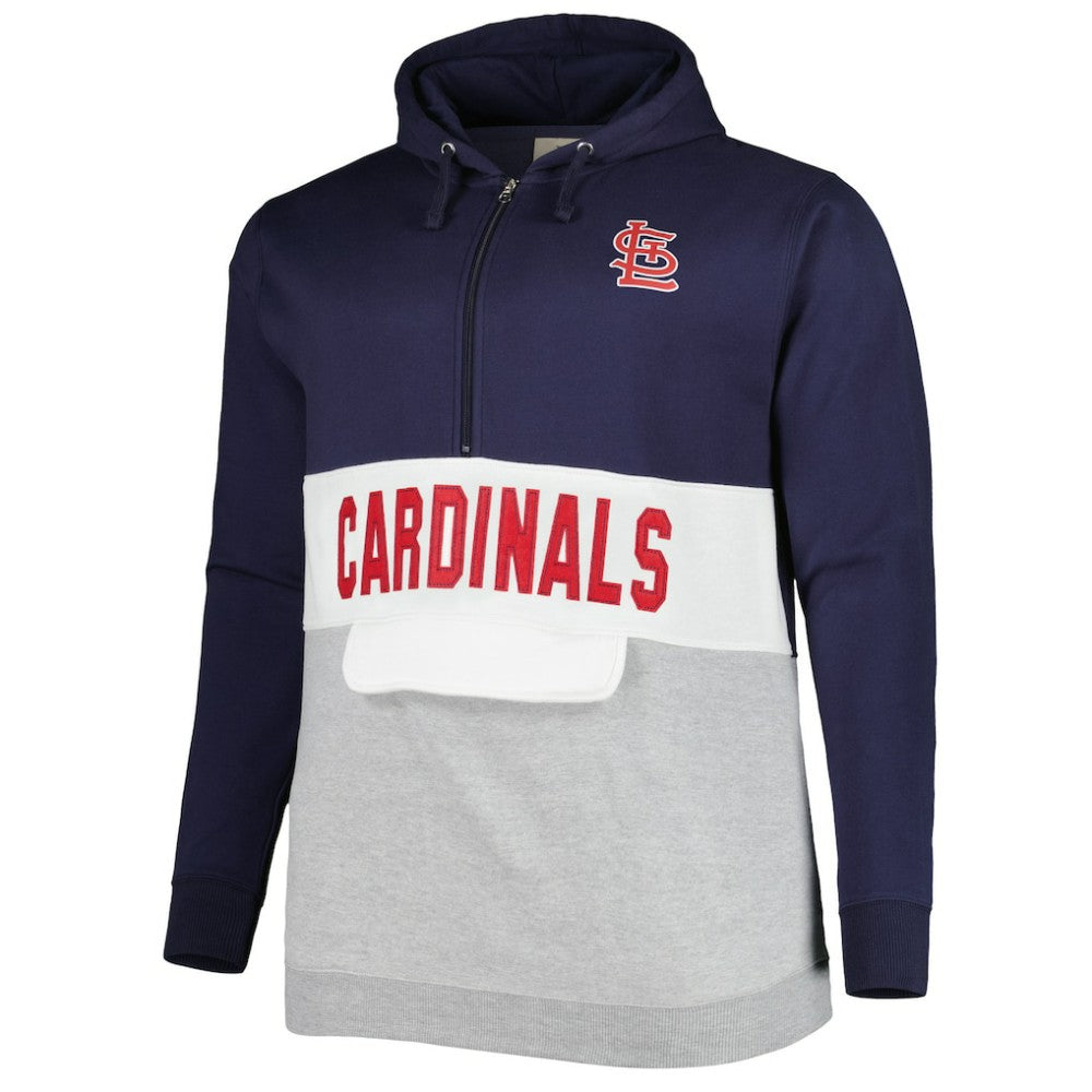 Navy/White St. Louis Cardinals Big & Tall Fleece Half-Zip Hoodie