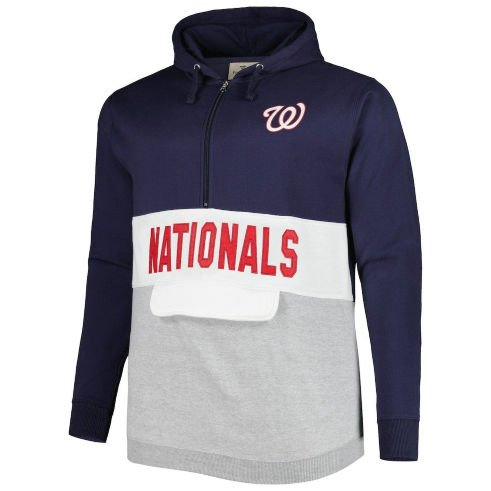 Navy/White Washington Nationals Big & Tall Fleece Half-Zip Hoodie