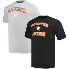 Black/Heather Gray Houston Astros Profile Big & Tall T-Shirt Combo Pack