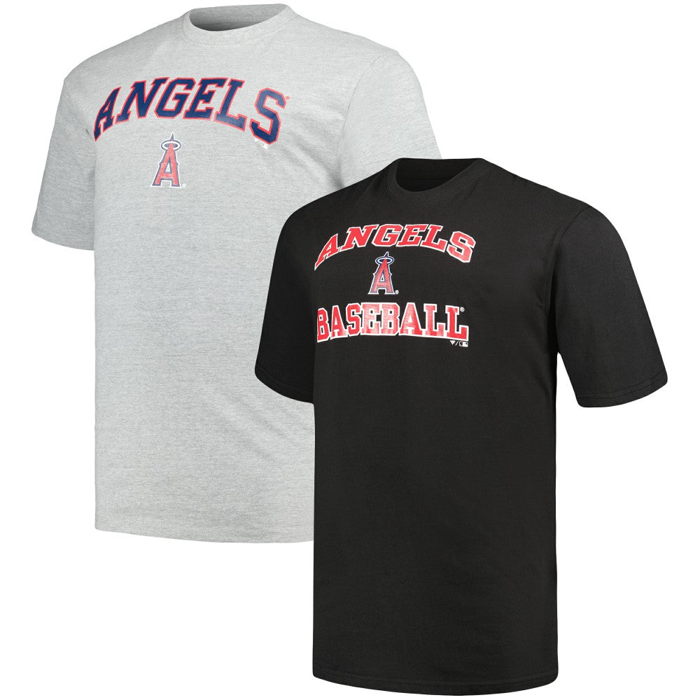 Black/Heather Gray Los Angeles Angels Profile Big & Tall T-Shirt Combo Pack