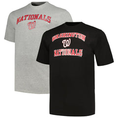 Black/Heather Gray Washington Nationals Profile Big & Tall T-Shirt Combo Pack