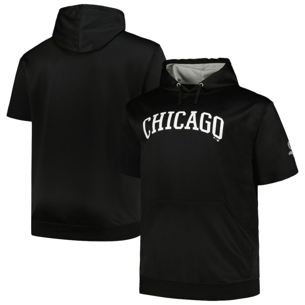 Black Chicago White Sox Profile Big & Tall Contrast Short Sleeve Pullover Hoodie