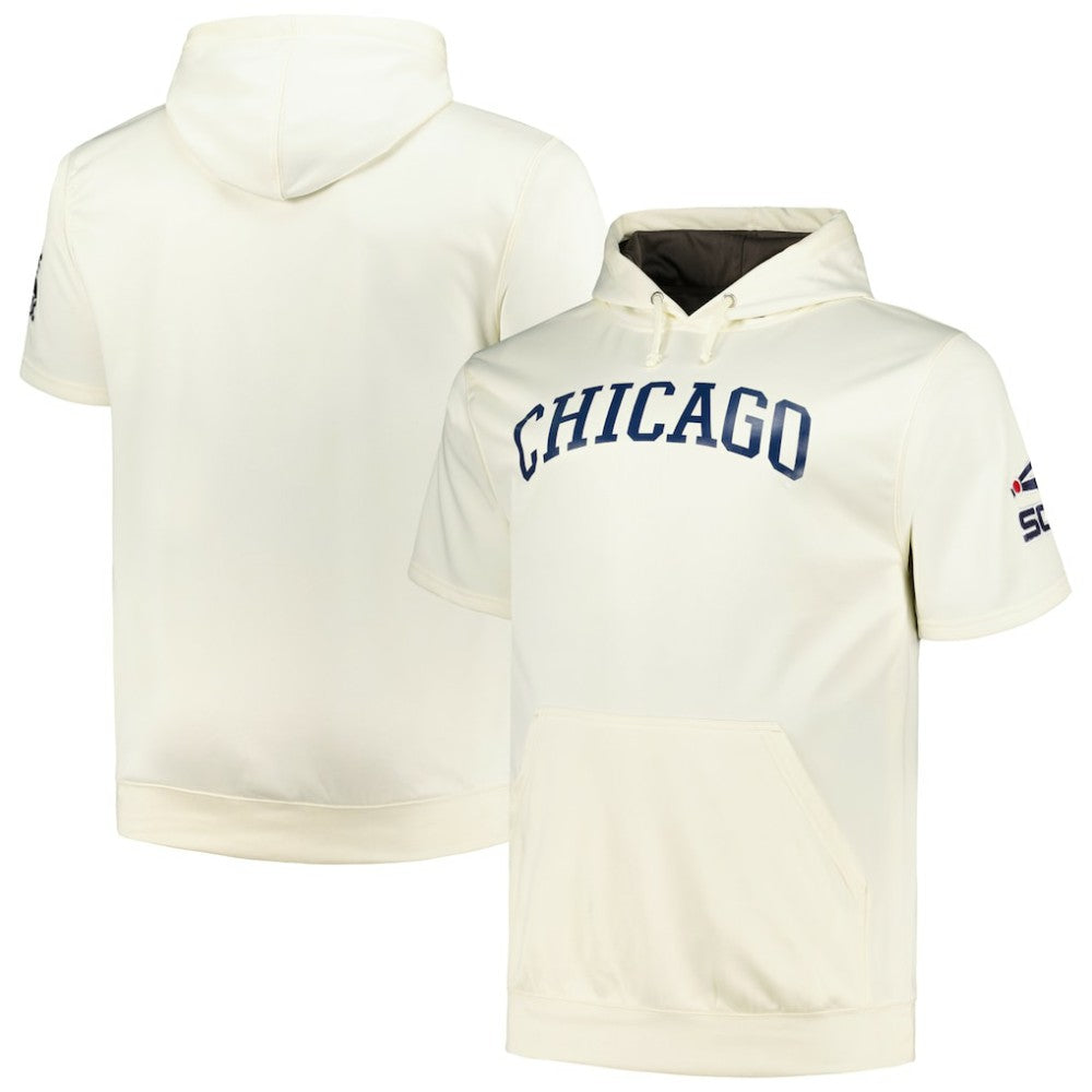Oatmeal Chicago White Sox Profile Big & Tall Contrast Short Sleeve Pullover Hoodie